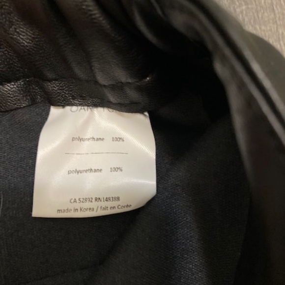 Oak + Fort Vegan Black Leather Cropped Raw Hem Pants Size Medium - Picture 7 of 8
